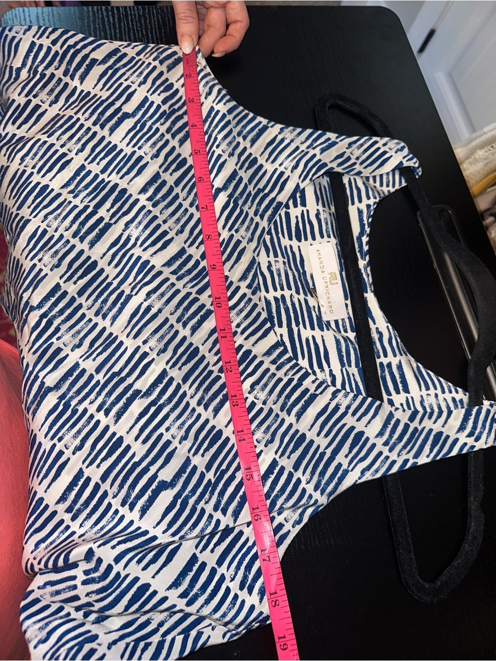 Amanda Uprichard 100% Silk Size Small Navy and White Printed Layered Dress - Picture 9 of 11